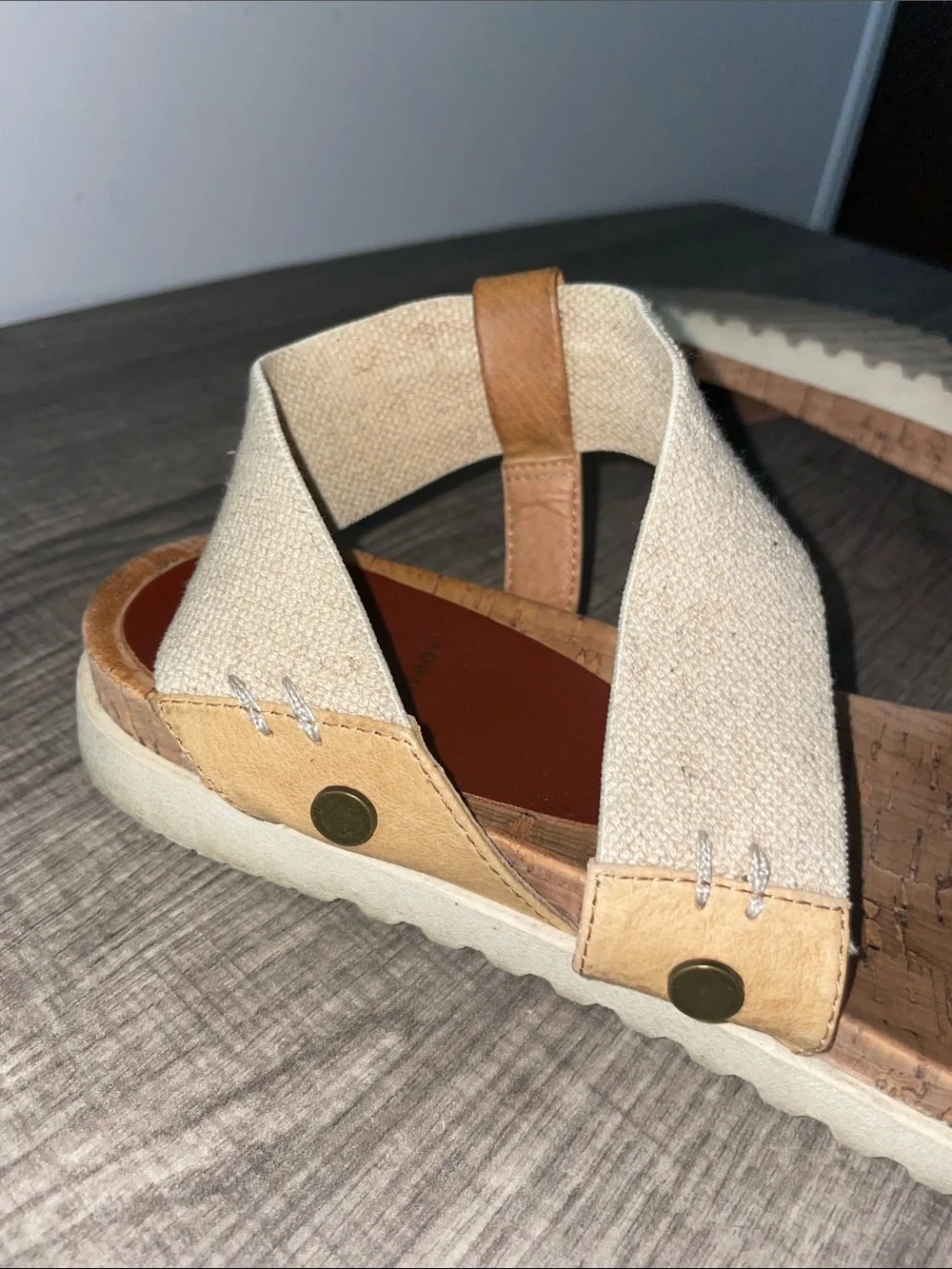 Boho Cork & Woven Strappy Sandals| Size 7.5| Casual Summer Flats - Picture 4 of 7